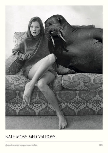 #60 - Kate Moss med valross - A3 Poster